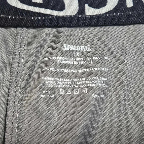 Baaketball Shorts Mens 1X Silver‎ Spalding Quick Dry Moisture Wicking Activewear - Picture 3 of 8